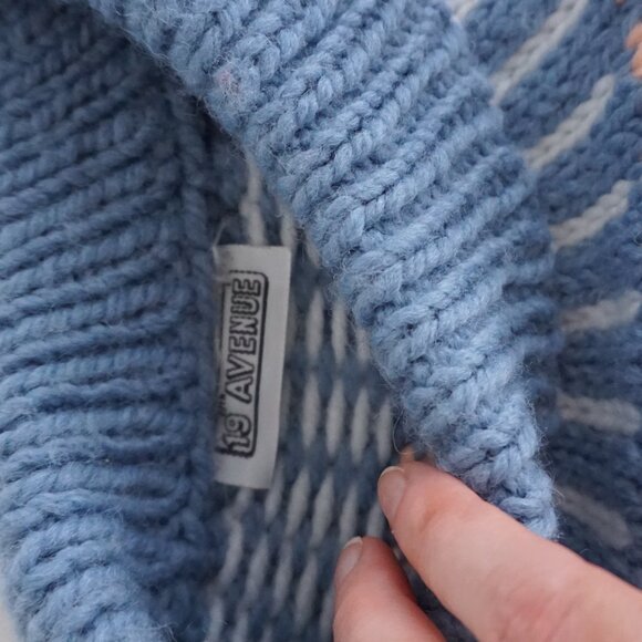 19th Avenue Blue Fair Isle Wool Sweater Peach Cream Knit Retro Cabin Winter L - Picture 10 of 10